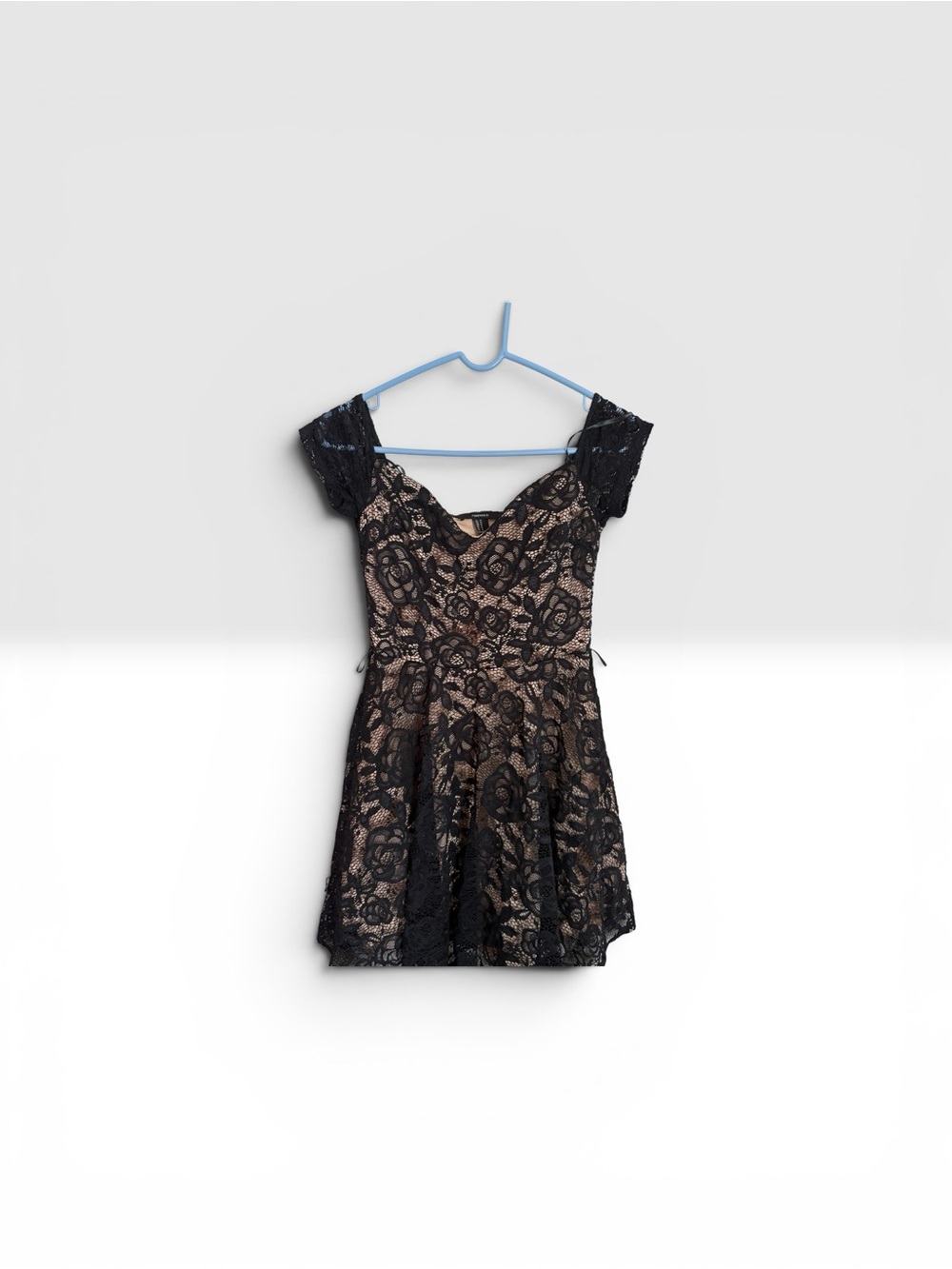 Forever 21 Black Lace Over Nude Midi Dress